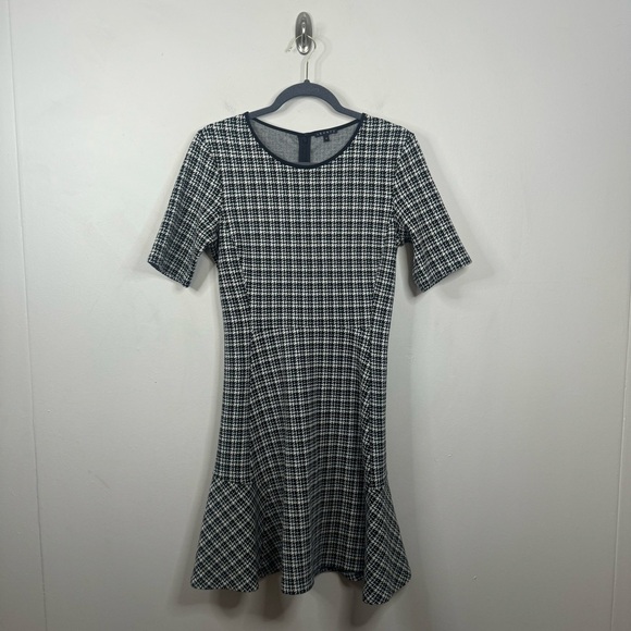 Theory Womens Black White Houndstooth Wool Blend Nikay Moda Mini Dress Size 6 - Picture 2 of 11